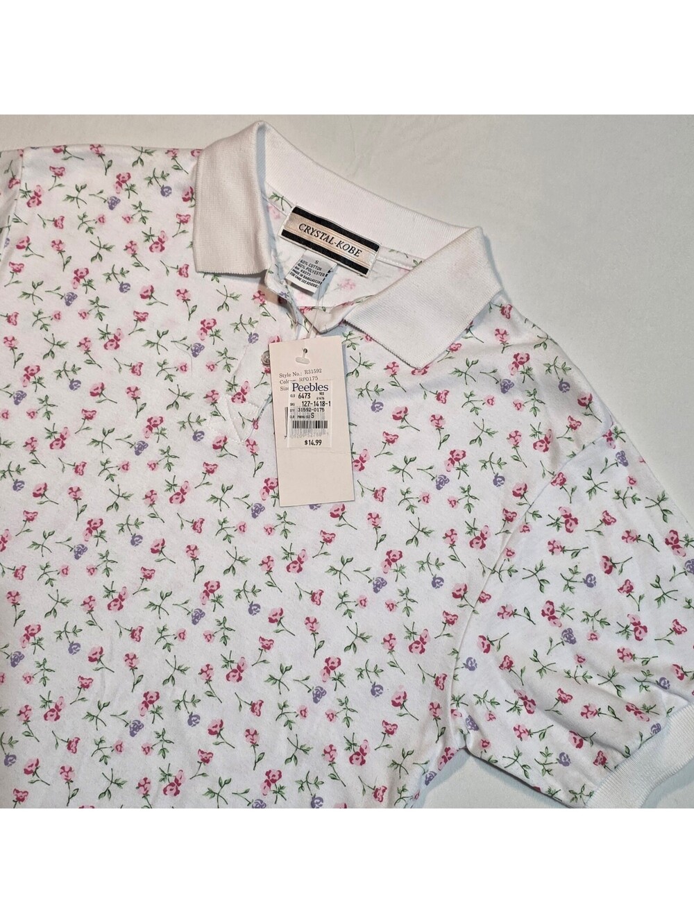 NWT Vintage Crystal-Kobe Ditsy Floral Polo Shirt